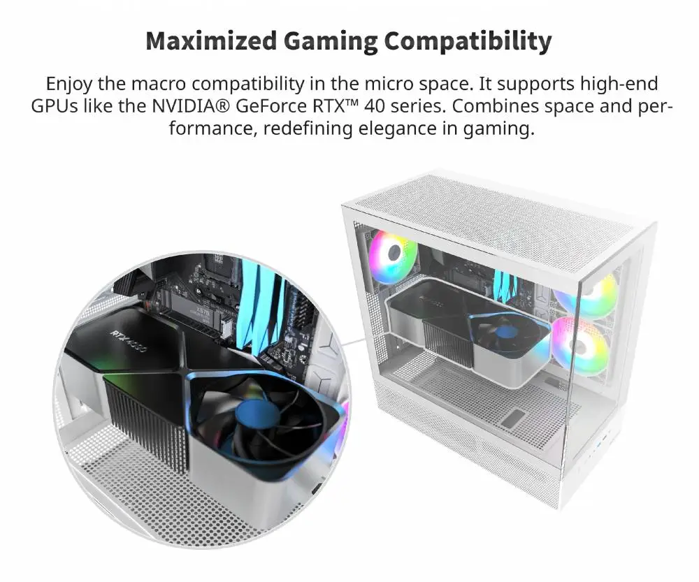 Кутия Montech XR (W) Case ATX 3 x 120 mm ARGB Fans, USB-C, White