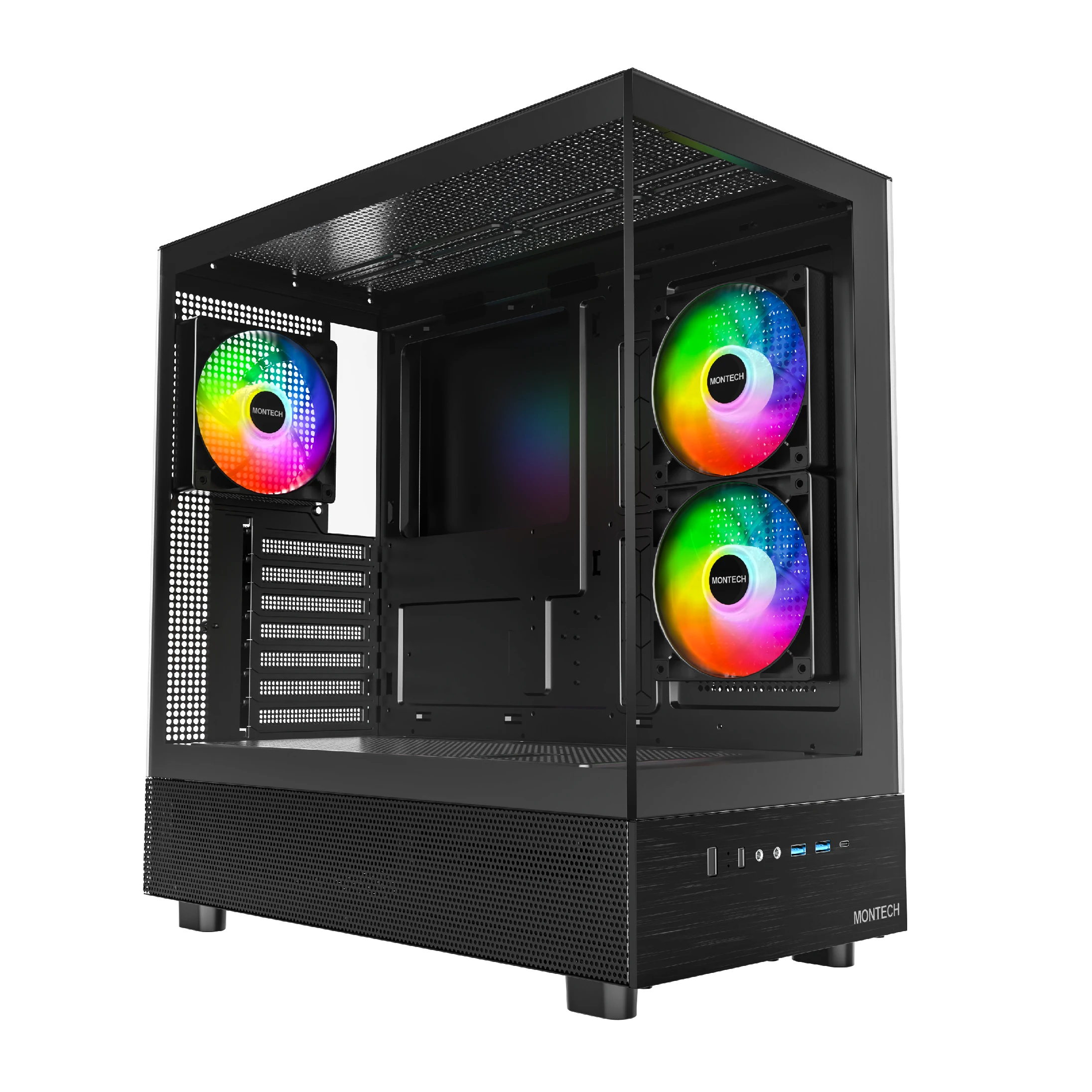 Кутия Montech XR (B) Case ATX  3 x 120 mm ARGB Fans, USB-C, Black