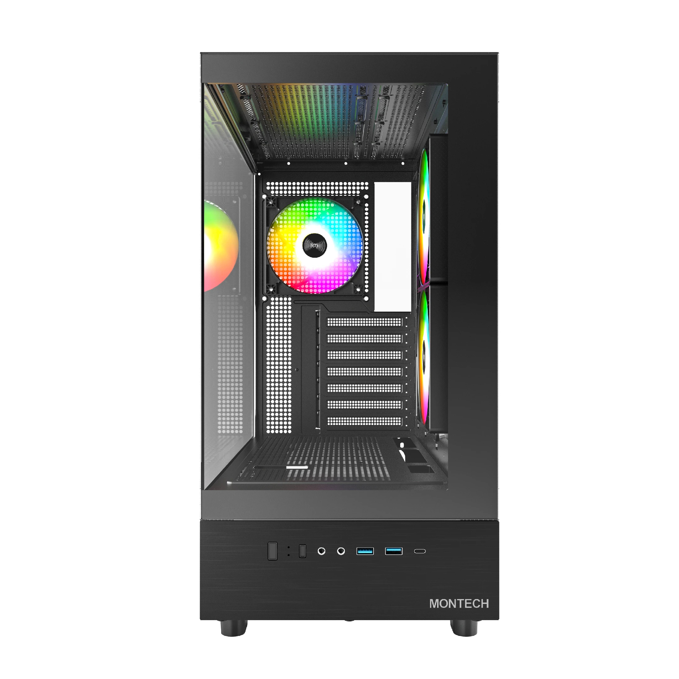 Кутия Montech XR (B) Case ATX  3 x 120 mm ARGB Fans, USB-C, Black