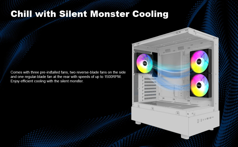 Кутия Montech XR (B) Case ATX  3 x 120 mm ARGB Fans, USB-C, Black