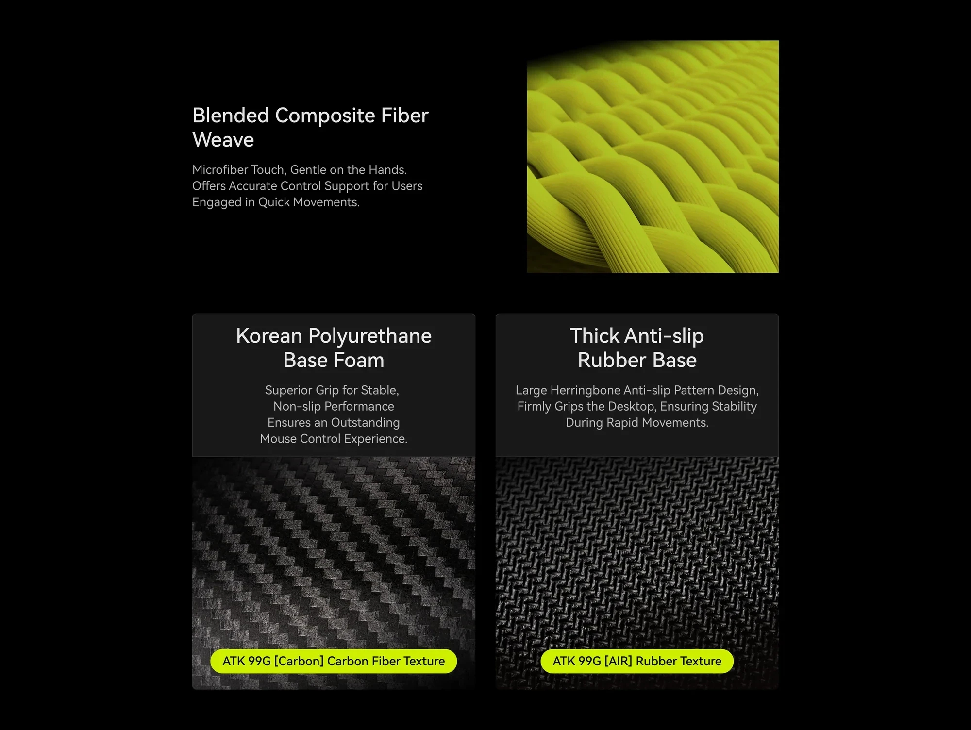 ATK професионален геймърски пад за мишка Gaming Mousepad 99G CARBON - Korean Polyurethane, 490 x 420 mm