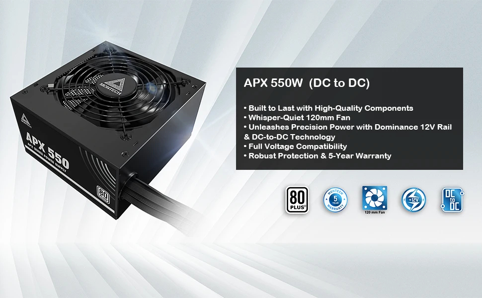 Захранване Montech APX PSU 550W 80 Plus White