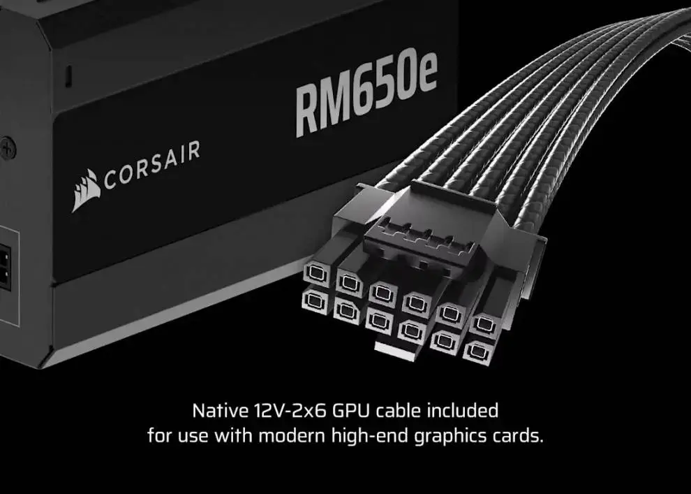 Fuente Corsair RMe RM650e 2025 (650W) 80 Plus Gold ATX 3.1, PCI 5.1 PSU totalmente modular - CP-9020302-EU