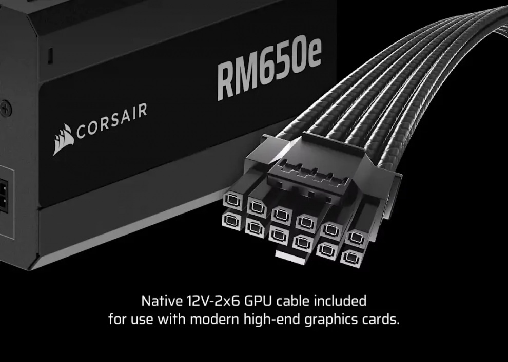 Fuente Corsair RMe RM650e 2025 (650W) 80 Plus Gold ATX 3.1, PCI 5.1 PSU totalmente modular - CP-9020302-EU