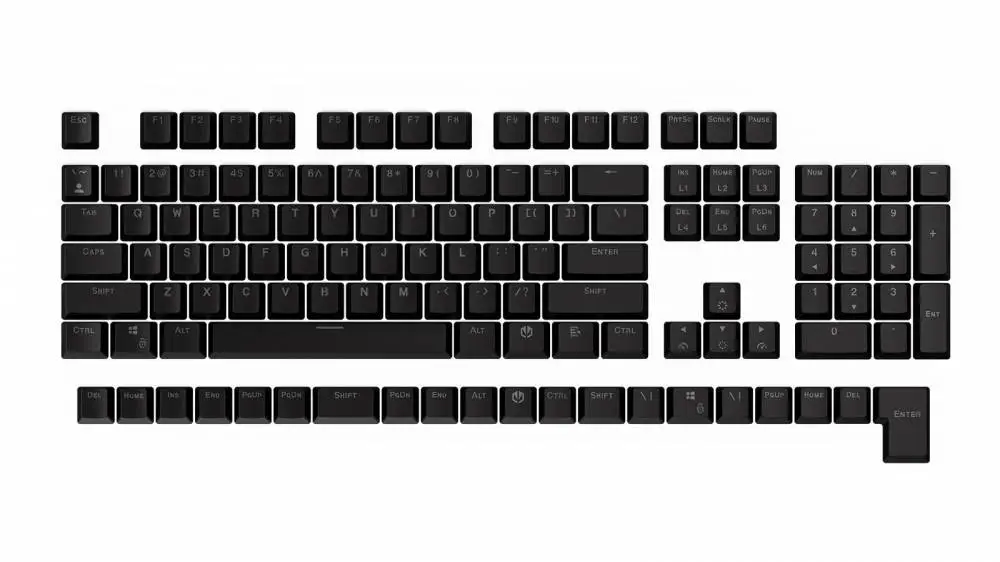 Капачки за механична клавиатура ENDORFY - 124 бр PBT - Черно