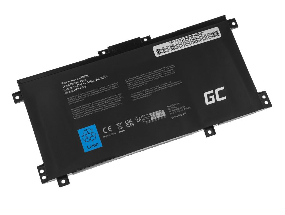 Batterie pour ordinateur portable GREEN CELL, HP Envy x360 15-BP 15-BP000 15-BP100 15-CN 17-AE 17-BW  LK03XL  11,55V 3100mAh