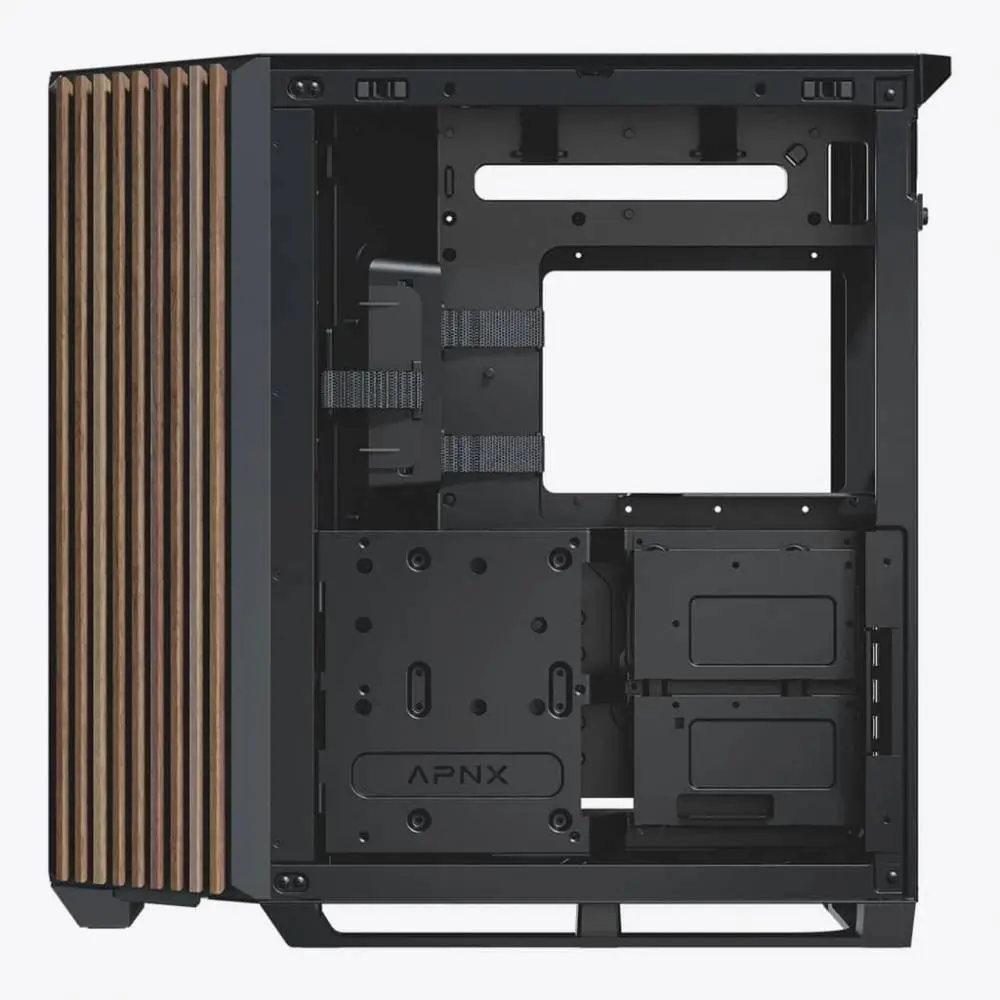 Кутия APNX V1-W - Wood Black Case ATX
