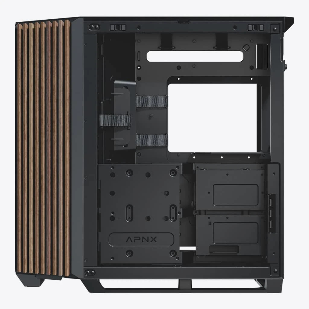 Кутия APNX V1-W - Wood Black Case ATX