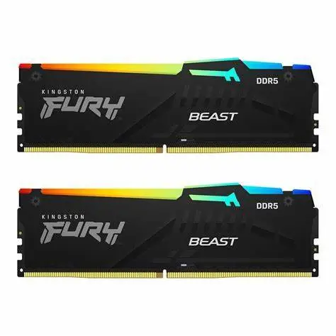 Памет Kingston FURY Beast RGB Black 32GB (2x16GB) DDR5 6400MHz CL32 - KF564C32BBEAK2-32