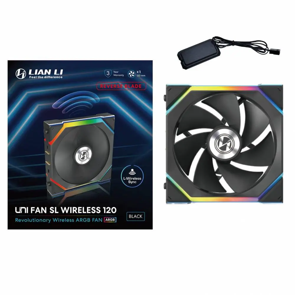 Вентилатор Lian Li UNI FAN SL Wireless ARGB PWM Reverse Blade - 120 mm Черен