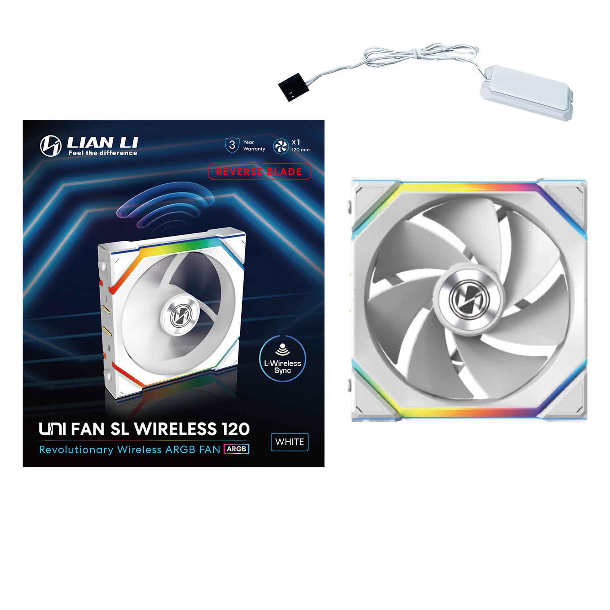 Ventilateur Lian Li UNI FAN SL Wireless ARGB PWM Reverse Blade - 120 mm Blanc