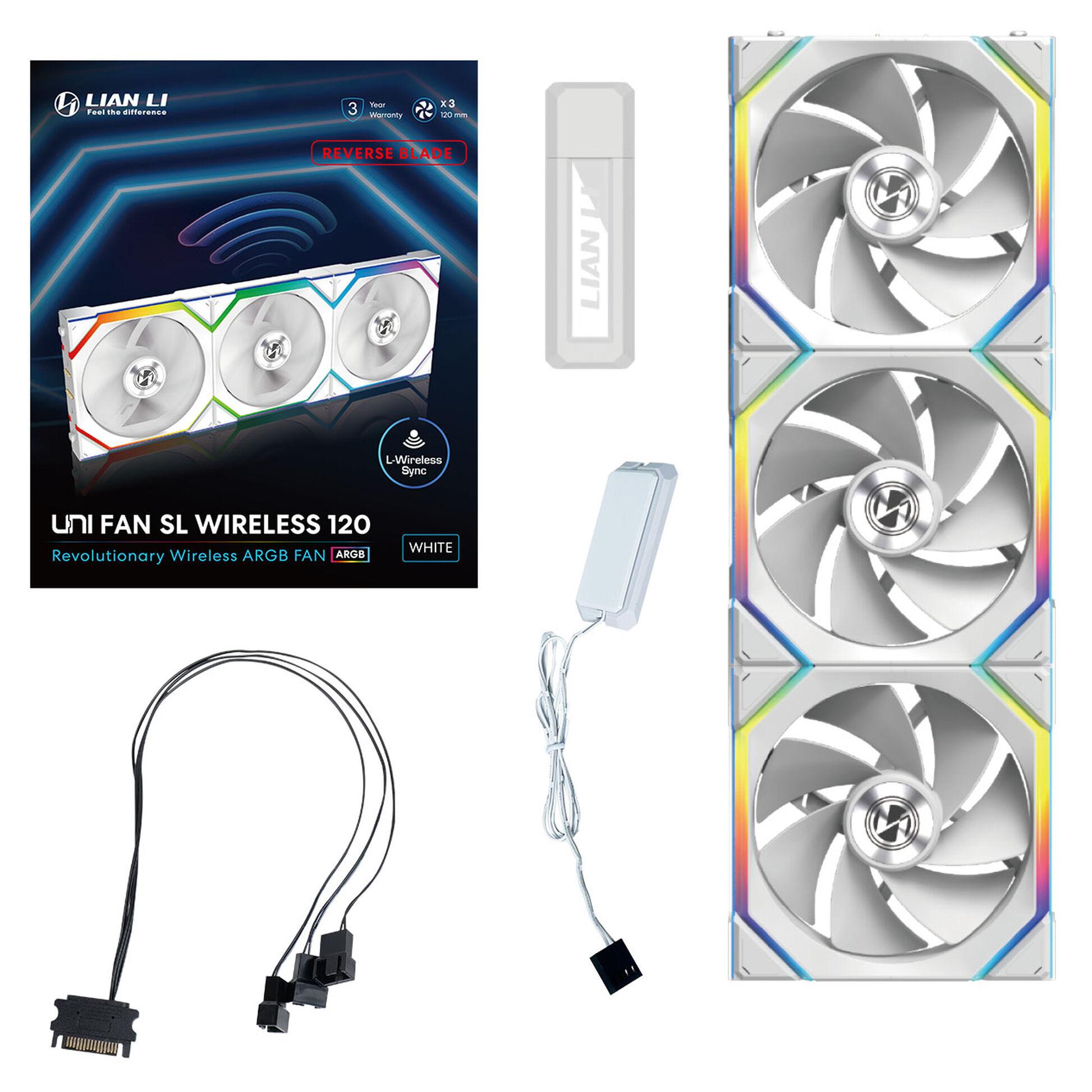 Ανεμιστήρες 3 τεμ Lian Li UNI FAN SL Wireless ARGB PWM Reverse Blade - 120 mm Λευκοί + Ελεγκτής