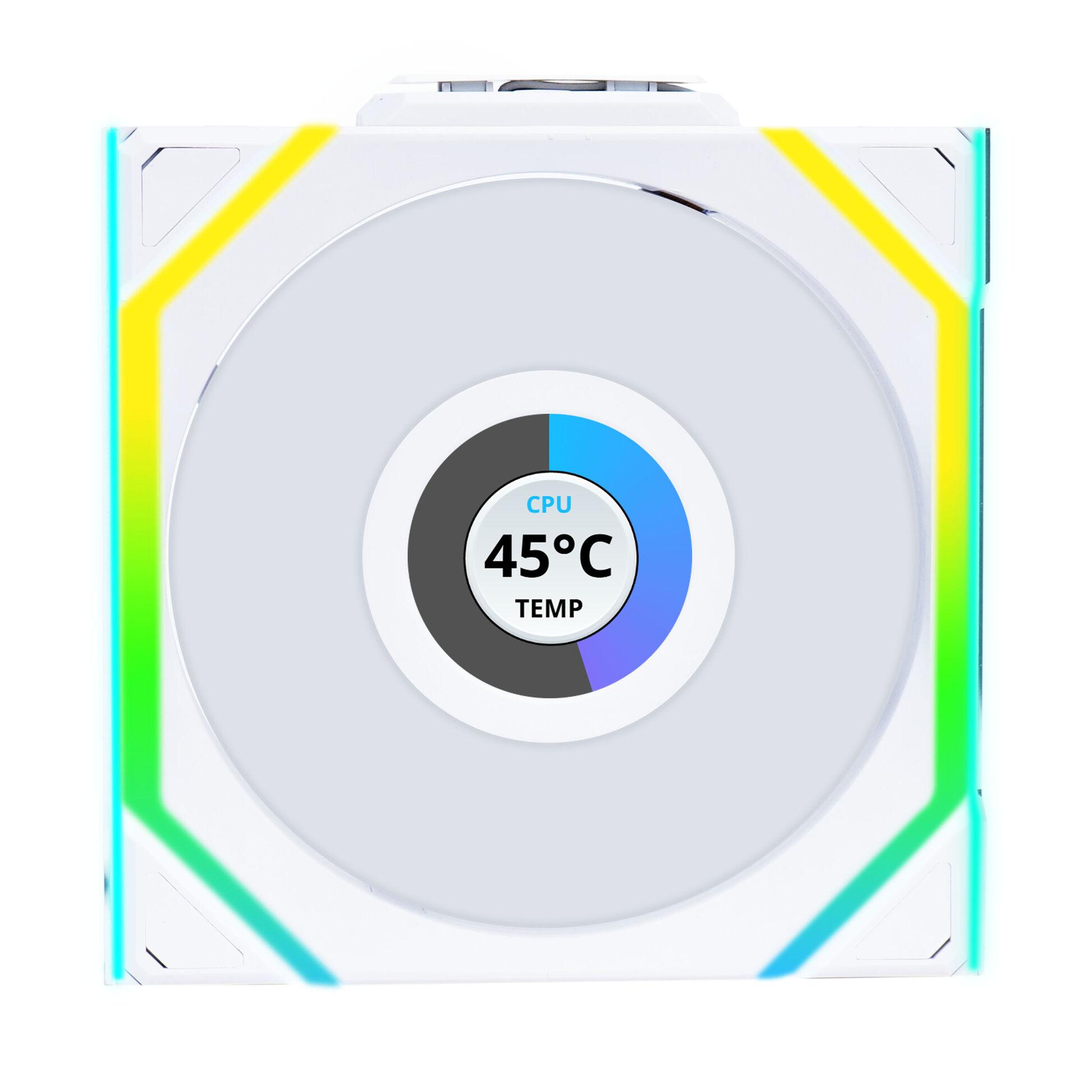 Вентилатор Lian Li UNI FAN SL Wireless LCD ARGB PWM - 120 mm Бял