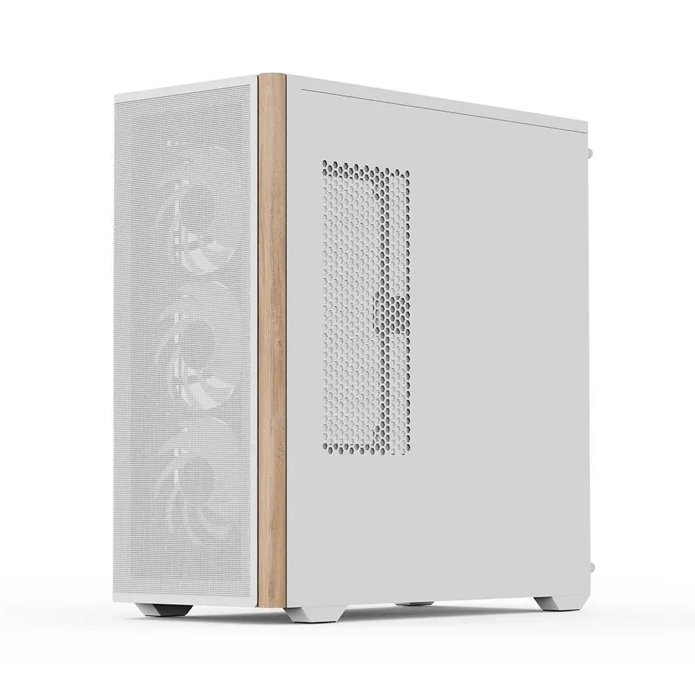 Кутия AeroCool D501A White Addressable RGB Wood Case ATX
