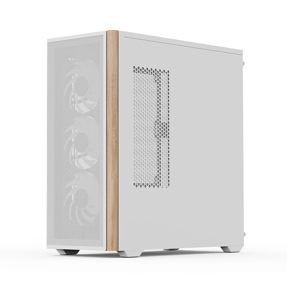 Кутия AeroCool D501A White Addressable RGB Wood Case ATX