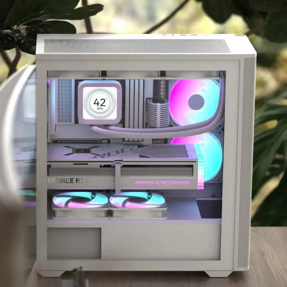 Кутия AeroCool D501A White Addressable RGB Wood Case ATX