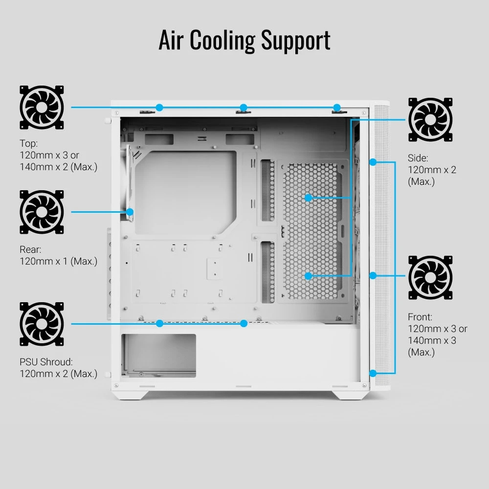 Кутия AeroCool D501A White Addressable RGB Wood Case ATX