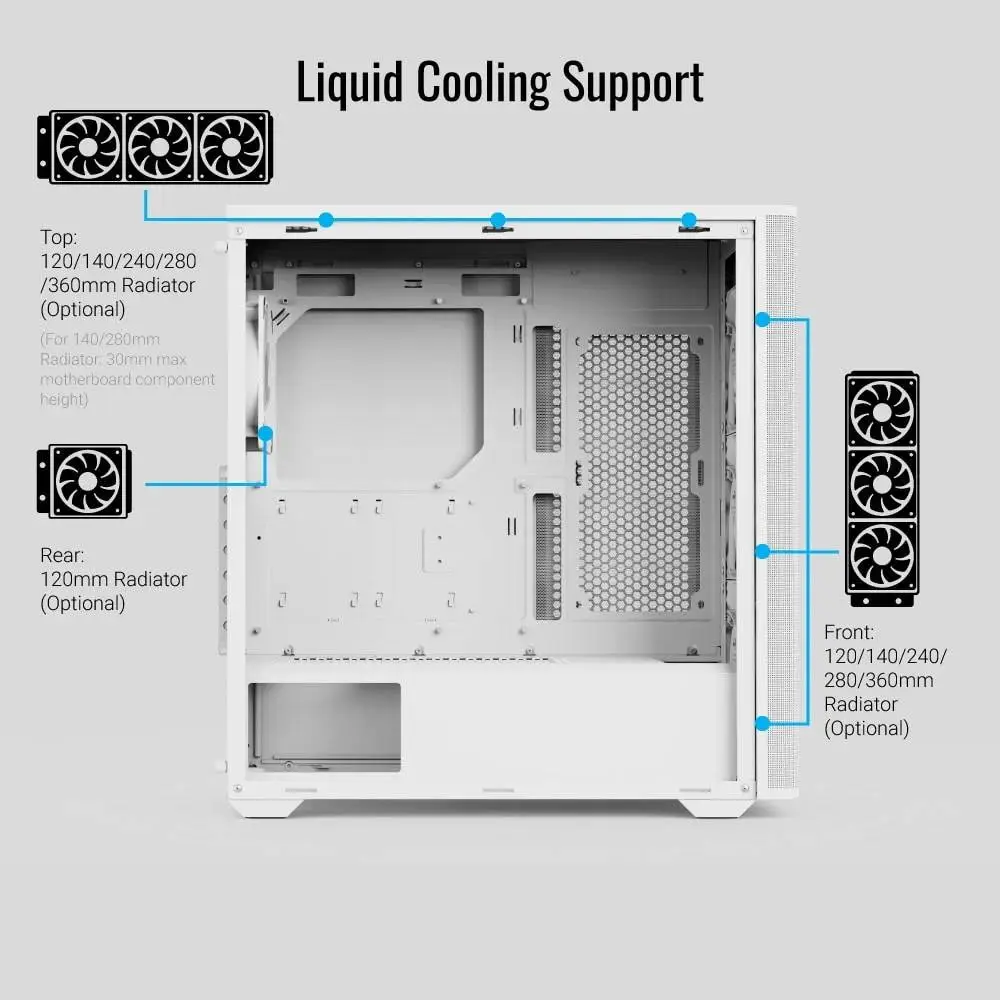 Кутия AeroCool D501A White Addressable RGB Wood Case ATX