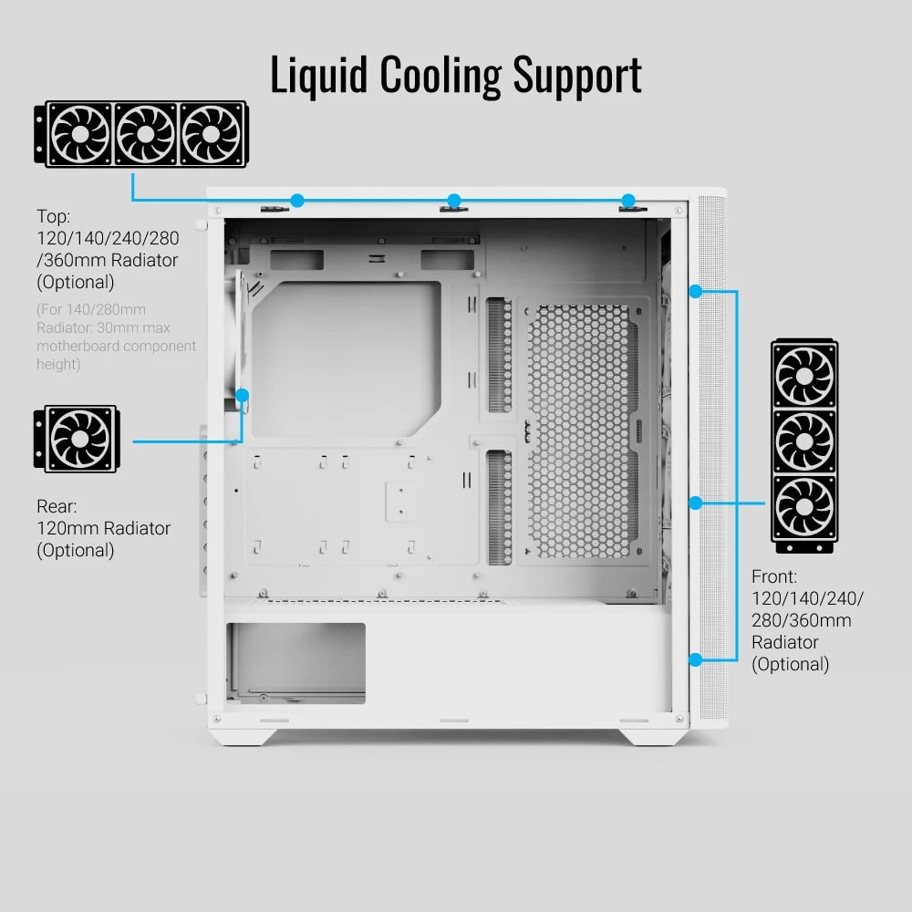 Кутия AeroCool D501A White Addressable RGB Wood Case ATX