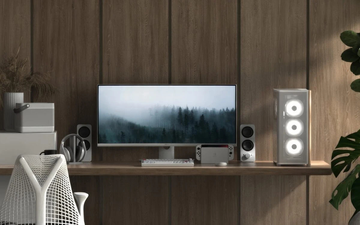 Кутия AeroCool D501A White Addressable RGB Wood Case ATX