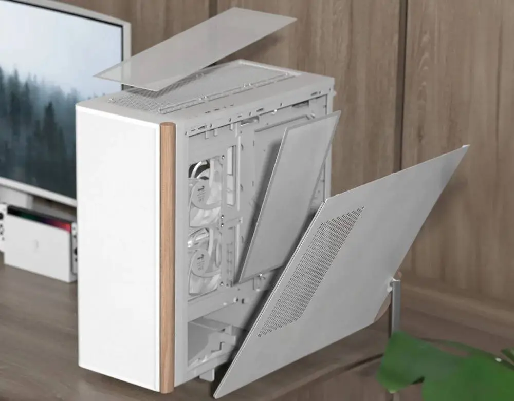 Кутия AeroCool D501A White Addressable RGB Wood Case ATX