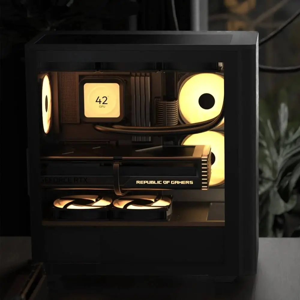 Кутия AeroCool D501A Black Addressable RGB Wood Case ATX