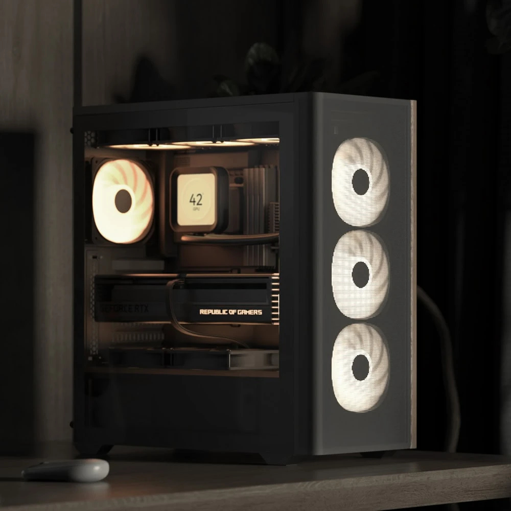 Кутия AeroCool D501A Black Addressable RGB Wood Case ATX