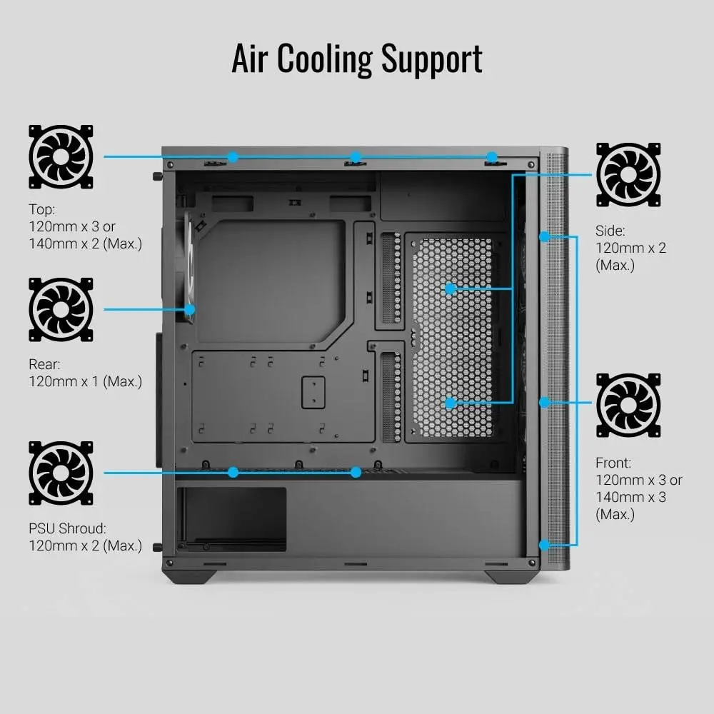 Кутия AeroCool D501A Black Addressable RGB Wood Case ATX