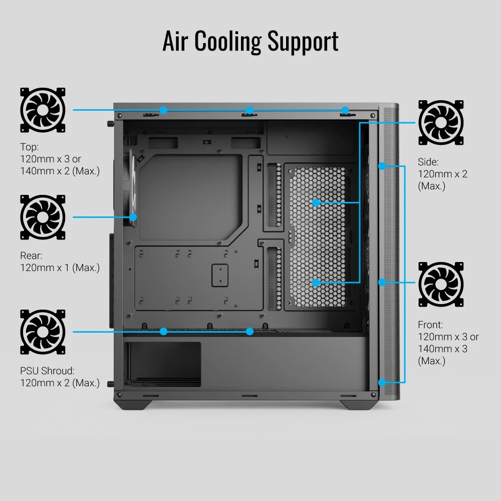 Кутия AeroCool D501A Black Addressable RGB Wood Case ATX
