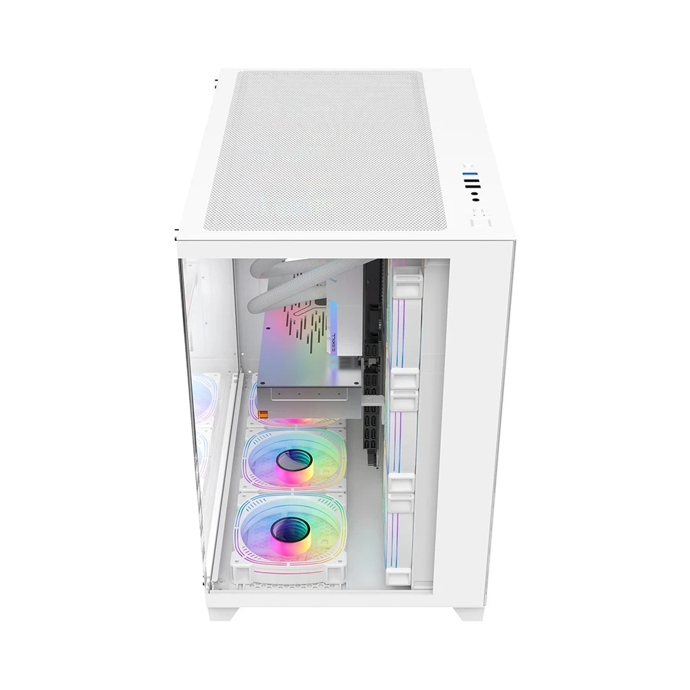 Кутия 1stPlayer MEGAVIEW MV8 White Case ATX + 7 x 120mm ARGB Fans