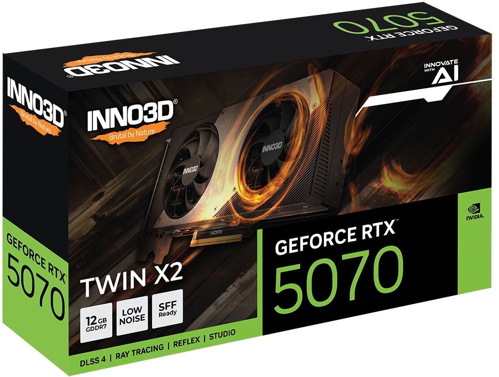 Видео карта Inno3D GeForce RTX 5070 12GB GDDR7 Twin X2 - N50702-12D7-195064N