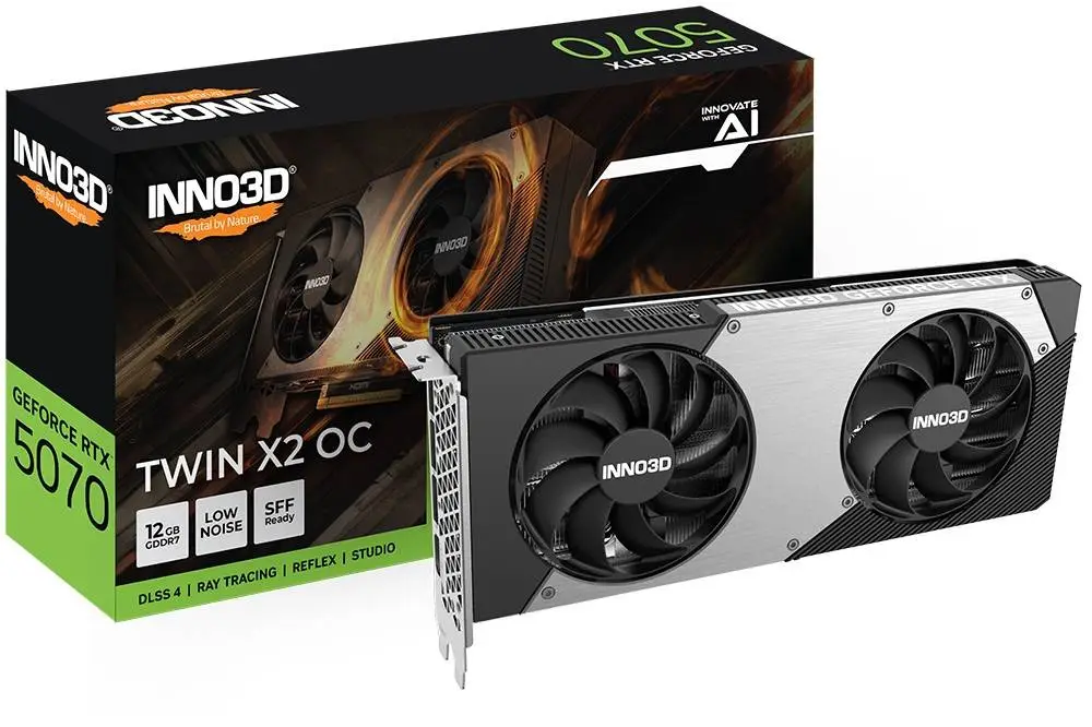 Видео карта Inno3D GeForce RTX 5070 12GB GDDR7 Twin X2 OC - N50702-12D7X-195064N