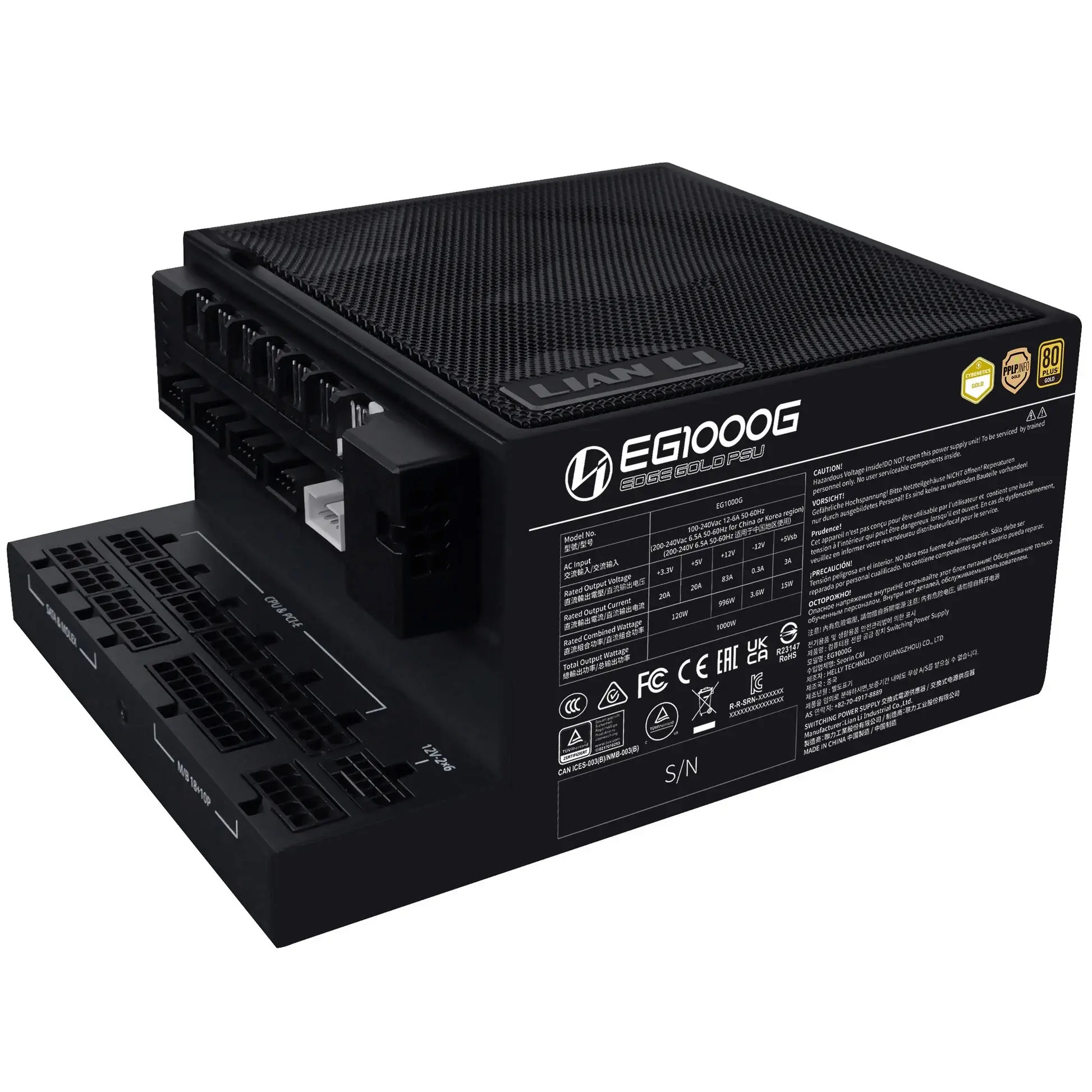 Захранване Lian Li EDGE 1000W 80 Plus Gold PCIe 5.1, ATX 3.1 Black