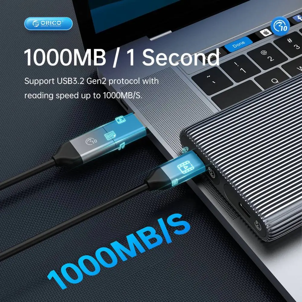 Orico caja externa para disco Storage - Case - M.2 NVMe Dual-Bay - USB-C 10Gbps, Aluminio - AM2C3-2N-GY