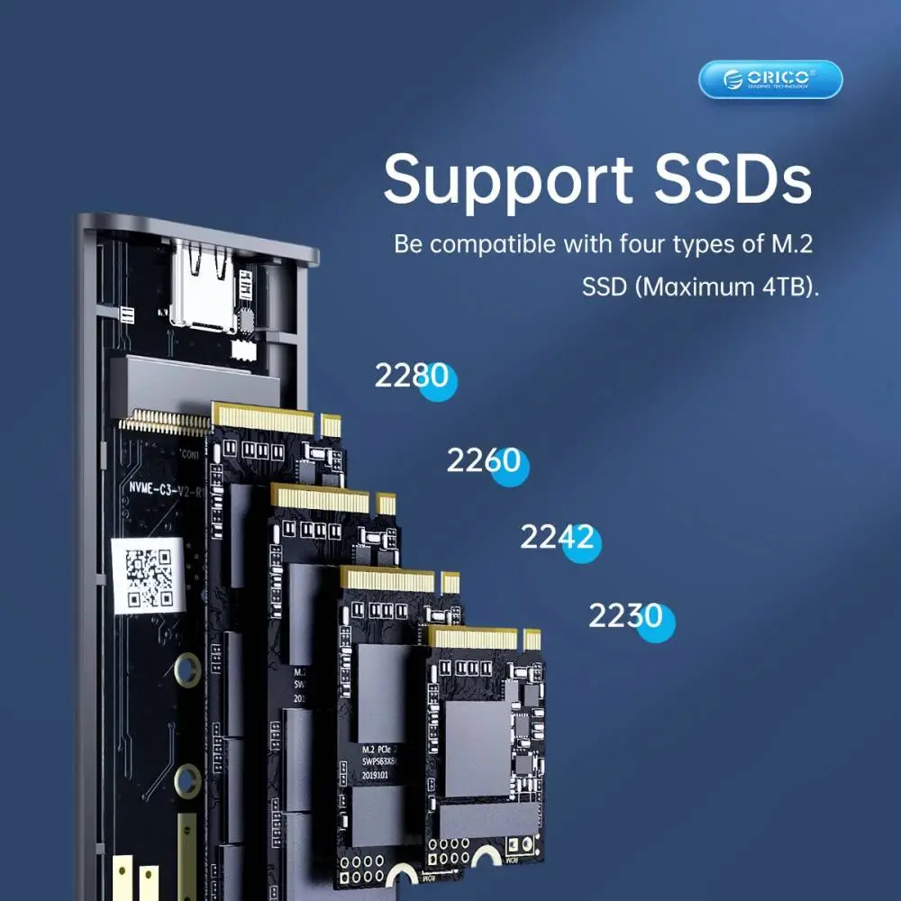 Orico caja externa para disco Storage - Case - M.2 NVMe Dual-Bay - USB-C 10Gbps, Aluminio - AM2C3-2N-GY