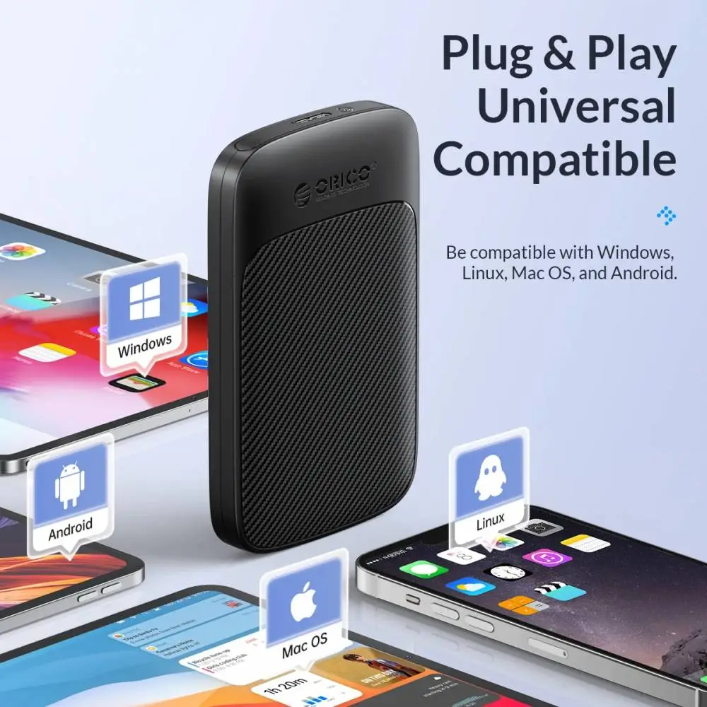 Orico кутия за диск Storage - Case - 2.5 inch USB-C - 2020C3-V1-BK