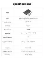Orico външна кутия за диск Storage - Case - 2.5 inch USB-C/A Black - DDL25-C3-BK