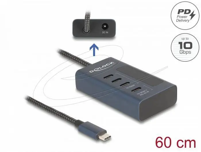 Delock USB Хъб, 4 x USB Type-C, 10 Gbps