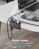 Orico хъб USB 3.0 HUB Clip Type 4 port - aux Micro-USB power input, Black - MH4PU-P-BK