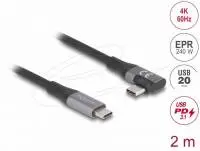 Delock USB-C Кабел 90&deg;, 20 Gbps USB PD 3.1, 240W, 2 m