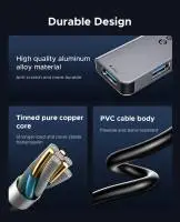 Orico хъб HUB USB-C/A 4 port - USB3.0 x 1, SD/TF x 2, USB2.0 x 2, USB-C x 2, Aluminium - YSA6-U3-GY