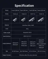 Orico хъб HUB USB-C/A 4 port - USB3.0 x 1, SD/TF x 2, USB2.0 x 2, USB-C x 2, Aluminium - YSA6-U3-GY