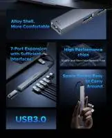 Orico хъб HUB USB-C 5 port - USB3.0 x 1, USB2.0 x 2, USB-C x 2, Aluminium - YSA4-U2-GY