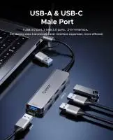 Orico хъб HUB USB-C/USB-A 7 port - USB-C x 2, USB3.0 x 1, USB2.0 x 4, Aluminium - YSA7-U3-GY