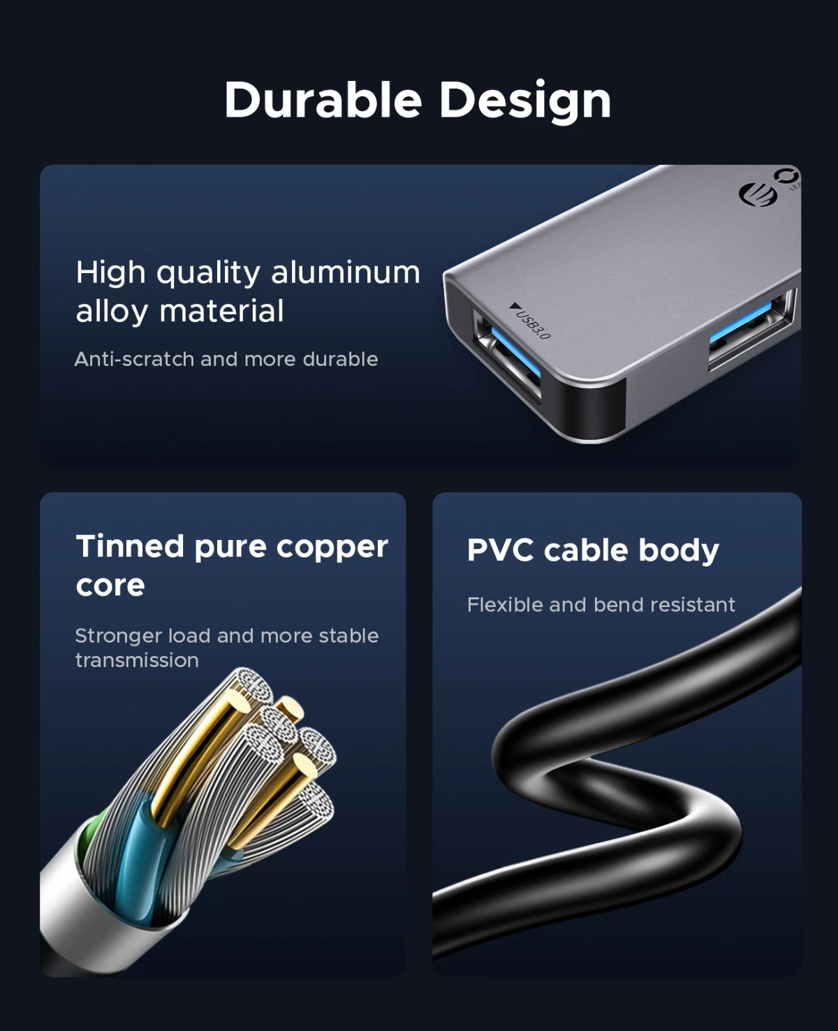 Orico хъб HUB USB-C/USB-A 7 port - USB-C x 2, USB3.0 x 1, USB2.0 x 4, Aluminium - YSA7-U3-GY
