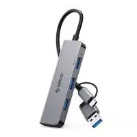 Orico хъб HUB USB-C/USB-A 4 port - USB3.0 x 1, USB2.0 x 3, Aluminium - YSA5-U3-GY