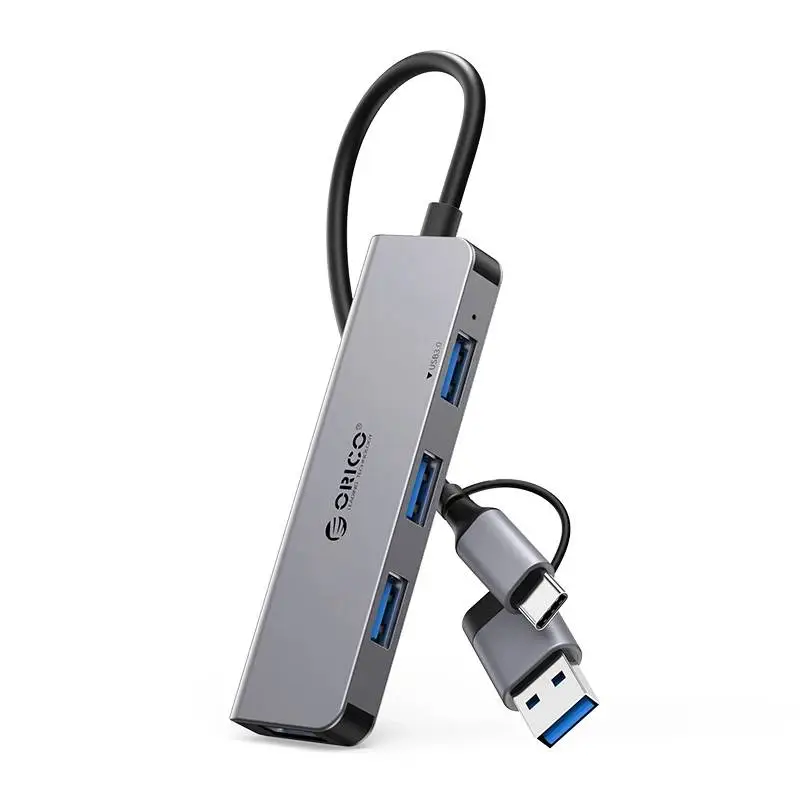 Orico хъб HUB USB-C/USB-A 4 port - USB3.0 x 1, USB2.0 x 3, Aluminium - YSA5-U3-GY