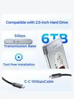 Orico външна кутия за диск Storage - Case - 2.5 inch 5Gbps USB-C Transparent - TX25C3-GY-BP