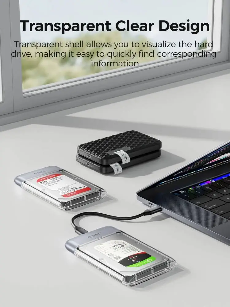 Orico външна кутия за диск Storage - Case - 2.5 inch 5Gbps USB-C Transparent - TX25C3-GY-BP