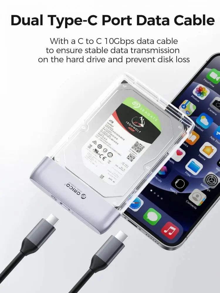 Orico външна кутия за диск Storage - Case - 2.5 inch 5Gbps USB-C Transparent - TX25C3-GY-BP
